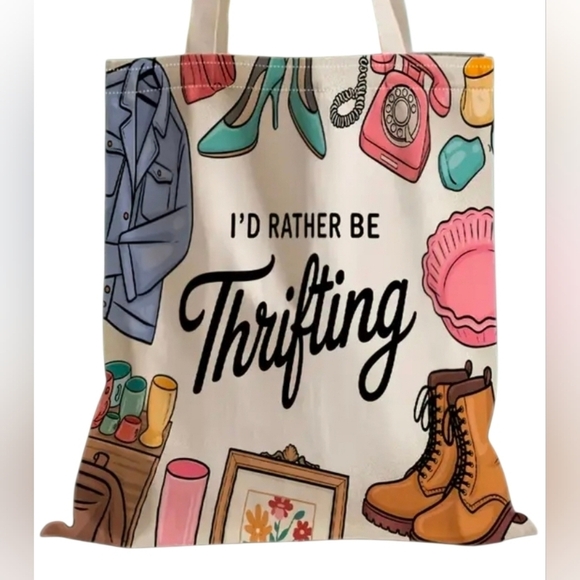Handbags - Tote Bag ' I'd Rather Be Thrifting' Canvas Bag. New